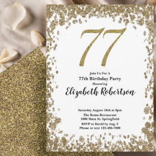 Invitation élégante pour les 77 ans avec des paill