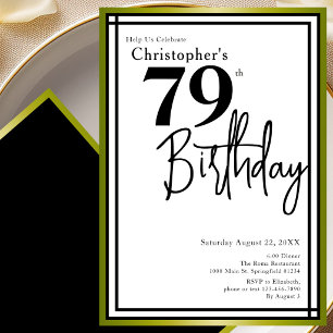 Invitation élégante pour les 79 ans avec noir et o