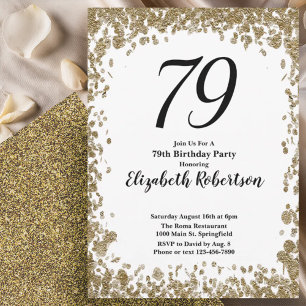 Invitation élégante pour les 79 ans avec paillette