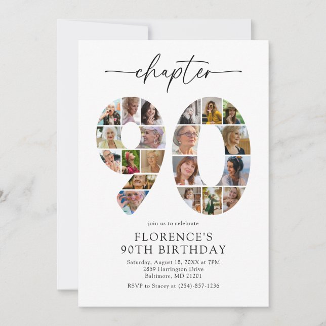 Invitation élégante pour les 90 ans - Nouveau chap (Devant)