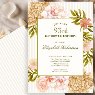 Invitation élégante pour les 93 ans avec des fleur