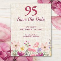 Invitation élégante pour les 95 ans avec fleurs ro