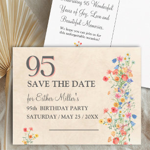 Invitation élégante pour les 95 ans avec fleurs sa