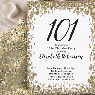 Invitation élégante pour ses 101 ans en or pour el