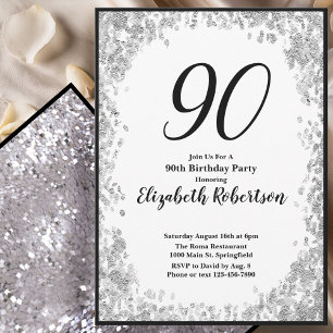 Invitation élégante pour ses 90 ans en argent pour