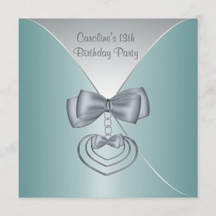 Invitation élégante pour un 13e anniversaire Teal 