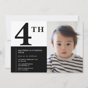 Invitation élégante pour un 4ème anniversaire Blac
