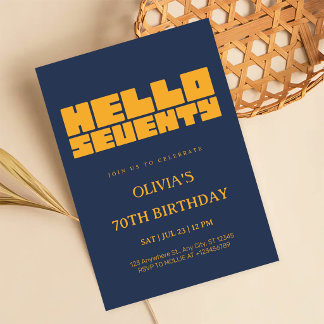 Invitation élégante pour un 70e anniversaire bleu 