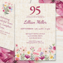 Invitation élégante pour un 95e anniversaire avec
