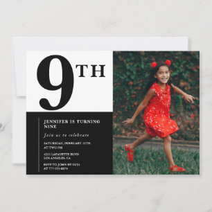 Invitation élégante pour un 9ème anniversaire Fill