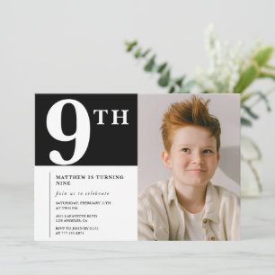 Invitation élégante pour un 9ème anniversaire Phot