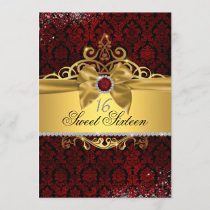 Invitation élégante pour un Sweet Sixteen en rouge