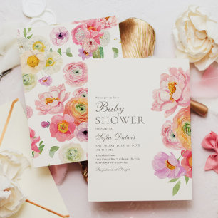 Invitation élégante pour une baby shower florale
