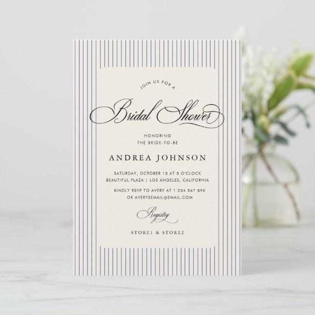 Invitation Élégante pour une Fête de Mariée au Cou (Debout devant)