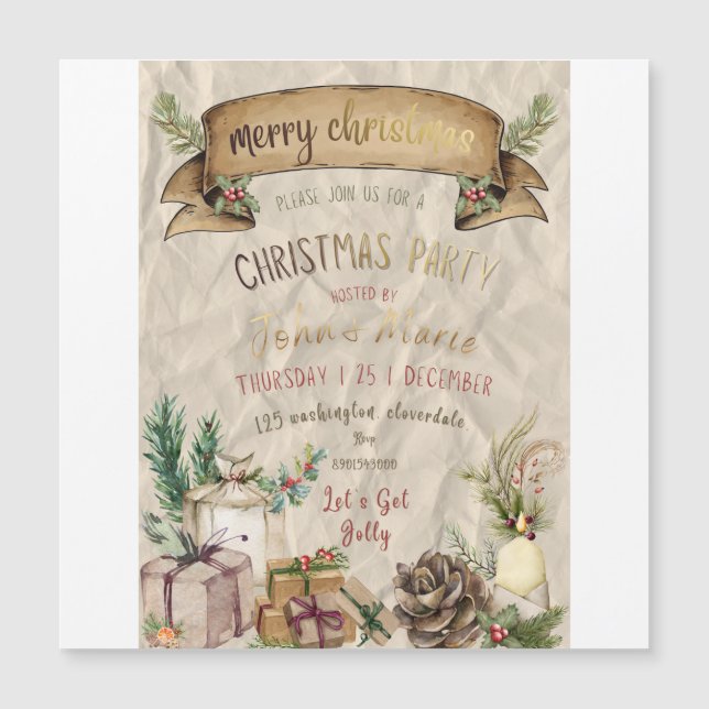 Invitation élégante pour une fête de Noël (Devant)