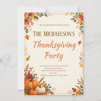 Invitation élégante pour une fête de Thanksgiving