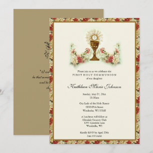 Invitation Élégante première sainte communion florale