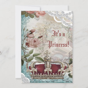 Invitation Élégante princesse de la Couronne Vintage Baby sho