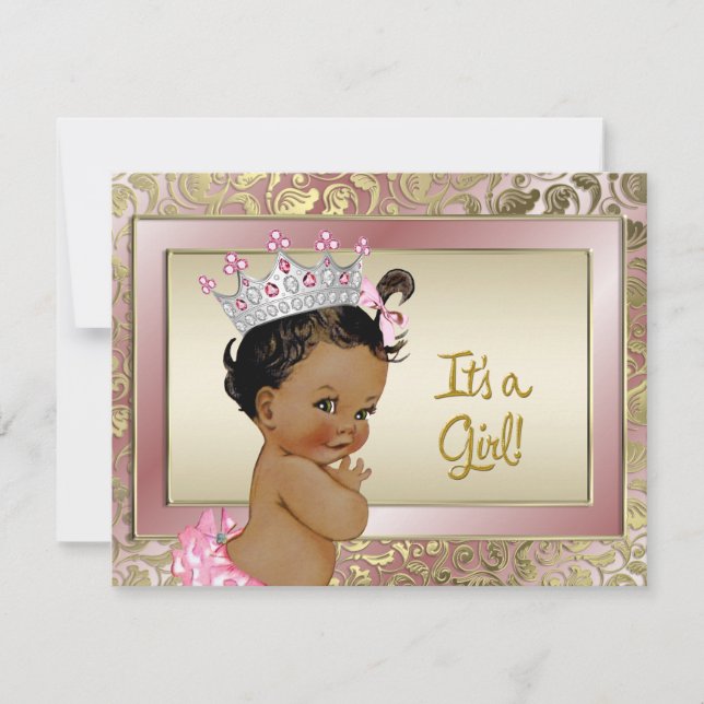 Invitation Élégante Princesse Ethnique Baby shower rose et or (Devant)