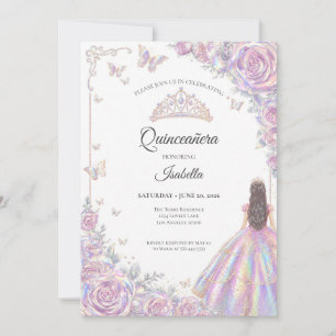Invitation Élégante Princesse Iridescente Quinceañera