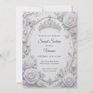 Invitation Elégante Princesse Iridescente Sweet 16