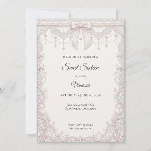 Invitation Élégante Princesse Iridescente Sweet 16