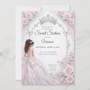 Invitation Elégante Princesse Iridescente Sweet 16