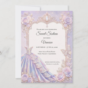 Invitation Élégante Princesse Iridescente Sweet 16