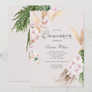 Invitation élégante Quinceanera à fleurs tropicales Invitatio
