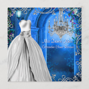 Invitation Elégante Quinceanera Bleue de la Marine Royale Arg