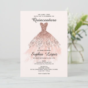 Invitation Élégante Quinceañera Espagnole Mis Quince Rose Ros
