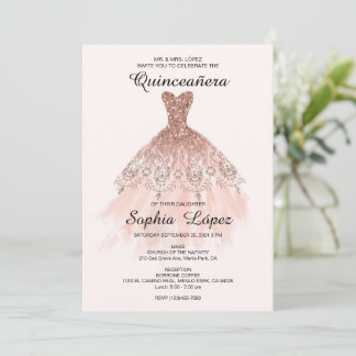 Invitation Elégante Quinceañera Espagnole Mis Quince Rose Ros
