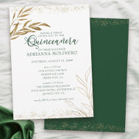 Elégante Quinceanera et Masse verte et feuille d'o