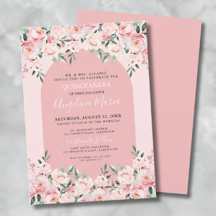 Invitation élégante Quinceanera rose