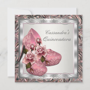 Invitation Élégante Quinceanera Rose Rose