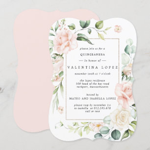 Invitation Élégante Quinceanera rose rose rose rose rose