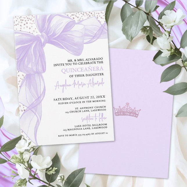 Invitation Élégante Quinceanera Violette (Purple Quinceanera Invitation
)