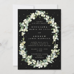 Invitation Elégante Réception Black Snowberry+Eucalyptus Seul