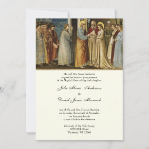 Invitation Elégante Réception de mariage catholique en ivoire