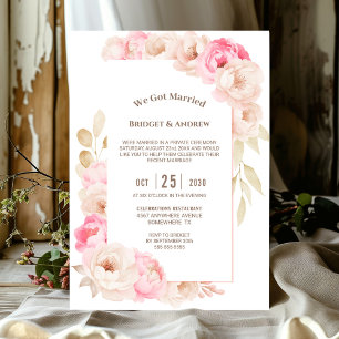 Invitation Elégante Réception De Mariage Floral Rose