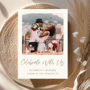 Invitation Elégante Réception de mariage Gold Cream