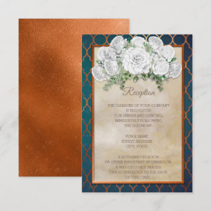 Invitation Elégante Réception de mariage Turquoise Cuivre Bla
