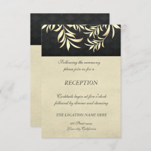 Invitation Elégante Réception de mariage Vintage Faux Gold Fe