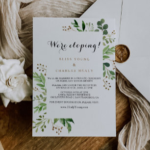 Invitation Elégante Réception Eucalyptus Verdure Elopement