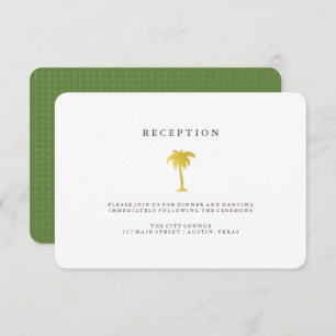 Invitation Elégante Réception Faux Gold Palm Tree   Vert