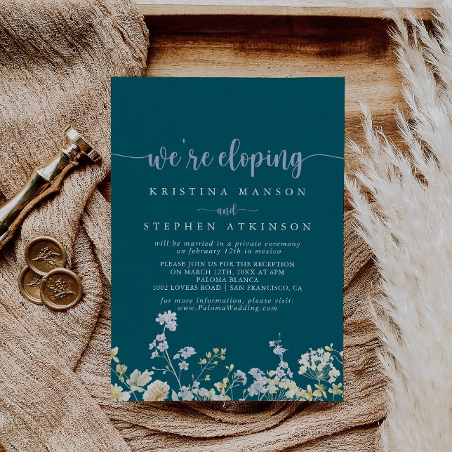 Invitation Elégante Réception Fleur sauvage Elopement Colorée (Créateur téléchargé)