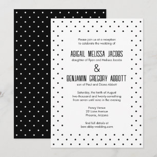 Invitation Elégante Réception Noir & Blanc À Pointe Polka