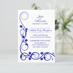Invitation Elégante Réception Royal Blue Swirls
