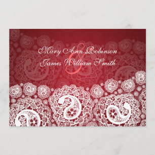 Invitation Élégante réception Star Paisley Lace Rouge