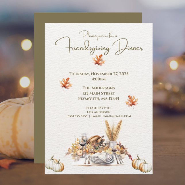 Invitation Elégante récolte d'automne amical Thanksgiving Tha (Créateur téléchargé)